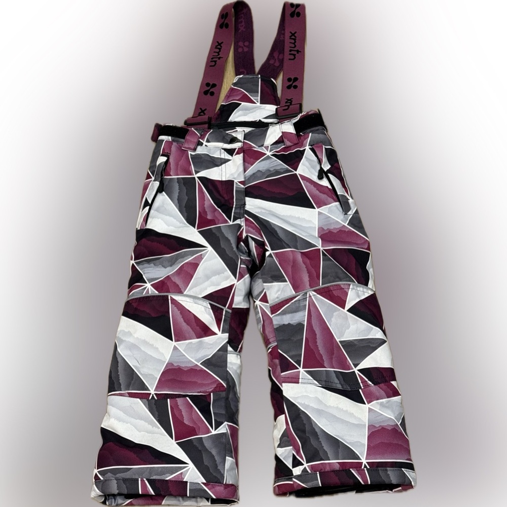 XMTN Girls Ski Snow Bib Pants Size 4 Pink Geometric Print